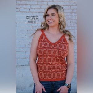 ROWDY CROWD CLOTHING ‘Sugarland’ Southwestern Tie Shoulder Knit Tank NWT Medium